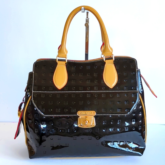 Arcadia Bags Arcadia Patent Leather Top Handle Satchel Handbag